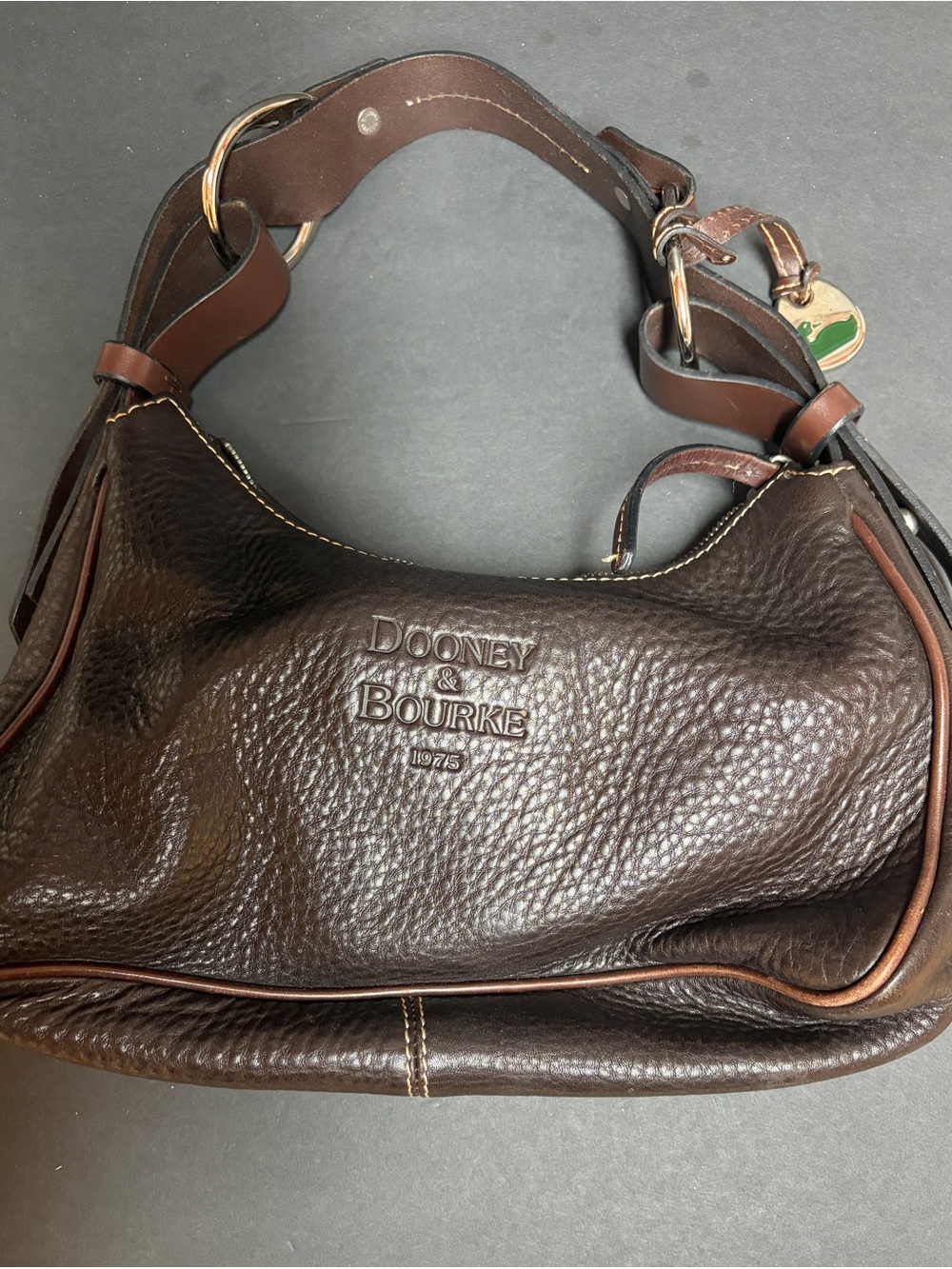Dooney & Bourke Dark Brown Pebbled Leather Shoulder Hobo